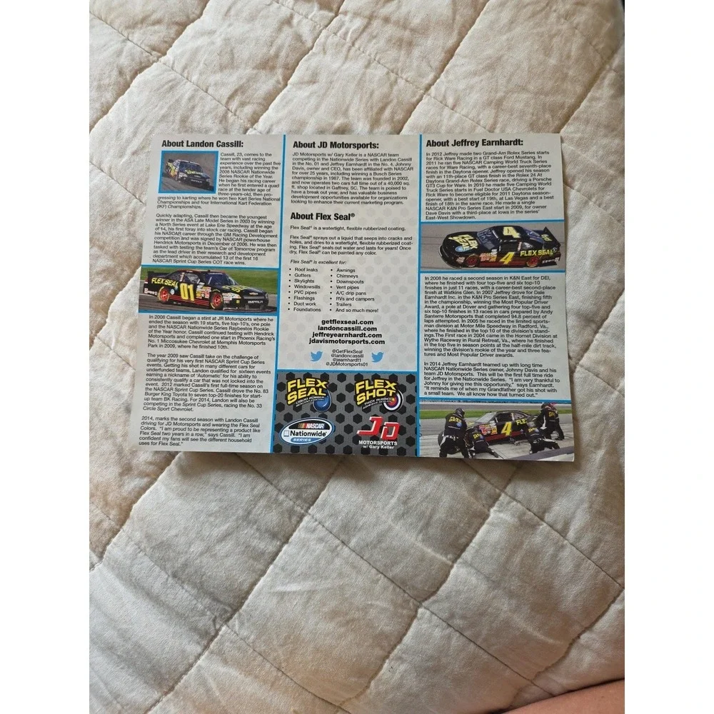 NASCAR Jeffrey Earnhardt Hand Signed‎ Hero Card 2014 Flex Seal